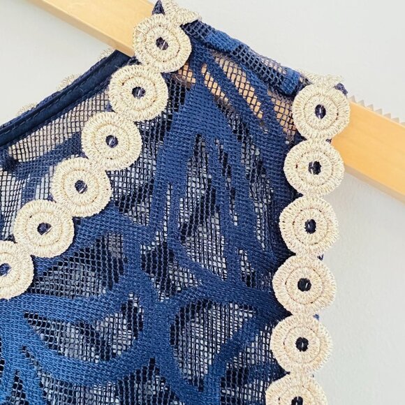 Lilly Pulitzer NWT Leigh Stretch Shift Dress True Navy & Gold Lace Detail Sz 6 - Picture 8 of 16